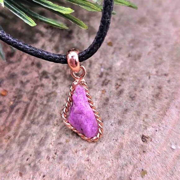 Nature Purple Sugilite Raw Stone S925 Pendant Necklace - Picture 1 of 10